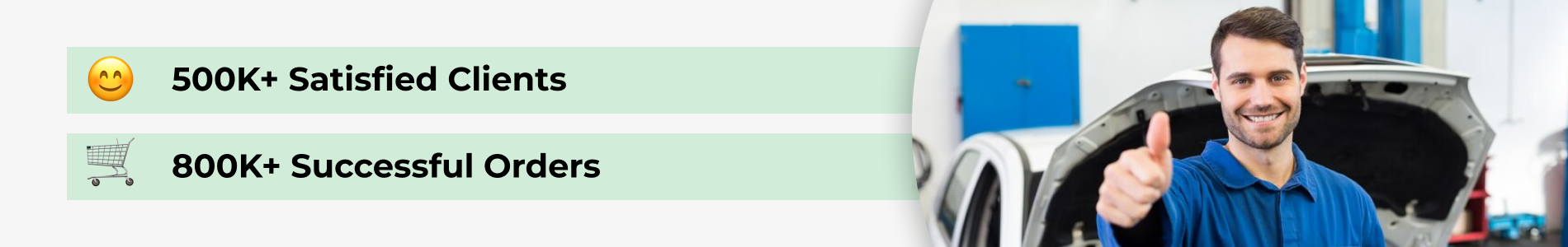 500K+ satisfied clients, 800K+ successful orders