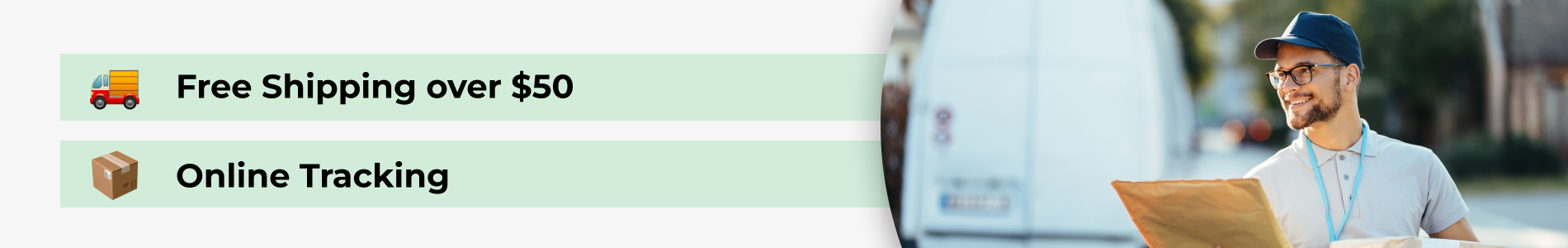 Free delivery over $50, Online tracking