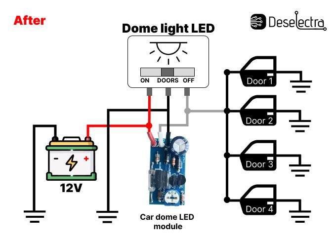 After wiring LED car dome interior light delay switch module with dimming effect 1 to 30 sec