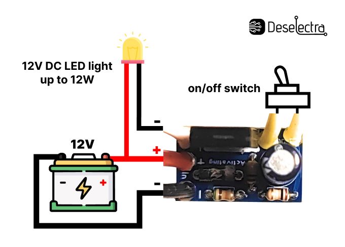 Mini car LED dimming Fade ON- 7s Fade OFF- 14s module 12V 1A 12W closed contact